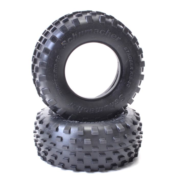 Schumacher Short Course Stagger Rib Tyre - Yellow Schumacher Short Course Stagger Rib Tyre - Yellow