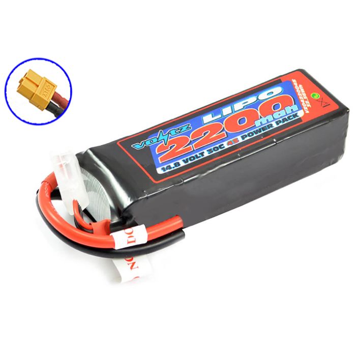 Voltz 2200mAh 14.8V 30C LiPO Battery W/XT60 (VZ0422004SXT60) Voltz 2200mAh 14.8V 30C LiPO Battery W/XT60 (VZ0422004SXT60)