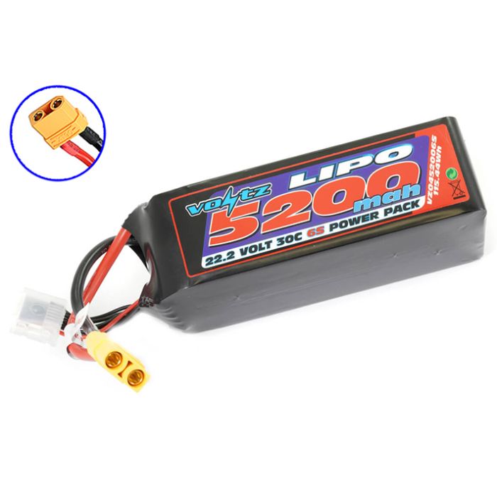 Voltz 5200mAh 22.2V 30C LiPO Battery W/XT90 (VZ0452006SXT90) Voltz 5200mAh 22.2V 30C LiPO Battery W/XT90 (VZ0452006SXT90)