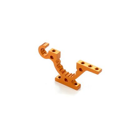 Xray T4 Alu Lower Adj. Bulkhead - Front L / Rear R - Orange --- Replaced With #302763-O (XR302761-O)