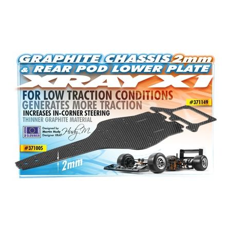 Xray X1 Graphite 2.0mm Rear Pod Lower Plate (XR371149) Xray X1 Graphite 2.0mm Rear Pod Lower Plate (XR371149)