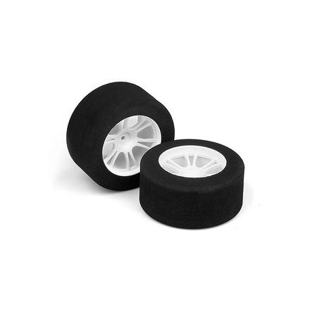 Xray M18Mt Rear Foam Tire Mounted (25Deg) - White (2) (XR389581)