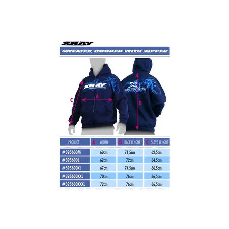 Xray Xray Sweater Hooded With Zipper - Blue (M) (XR395600M) Xray Xray Sweater Hooded With Zipper - Blue (M) (XR395600M)
