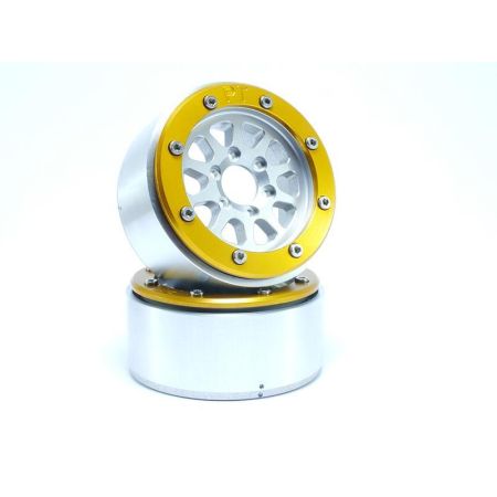 Metsafil Beadlock Wheels GEAR Silver/Gold 1.9 (2) w/o Hub (MT5030SGO)