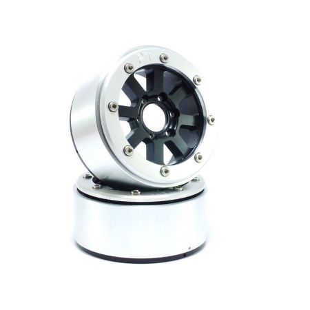 Metsafil Beadlock Wheels HAMMER Black/Silver 1.9 (2) w/o Hub (MT5040BS)