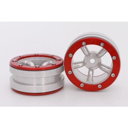 Metsafil Beadlock Wheels PT-Safari Silver/Red 1.9 (2 pcs)Â (MT0010SRÂ ) Metsafil Beadlock Wheels PT-Safari Silver/Red 1.9 (2 pcs)Â (MT0010SRÂ )