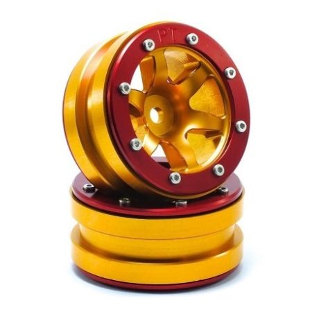 Metsafil Beadlock Wheels PT-Wave Gold/Red 1.9 (2 pcs) (MT0070GOR) Metsafil Beadlock Wheels PT-Wave Gold/Red 1.9 (2 pcs) (MT0070GOR)