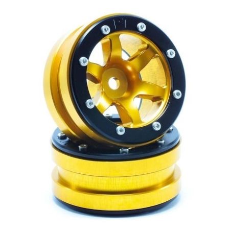 Metsafil Beadlock Wheels PT-Wave Gold/Black 1.9 (2 pcs) (MT0070GOB)