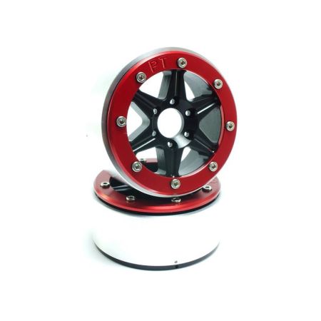 Metsafil Beadlock Wheels SIXSTAR Black/Red 1.9 (2) w/o Hub (MT5010BR) Metsafil Beadlock Wheels SIXSTAR Black/Red 1.9 (2) w/o Hub (MT5010BR)