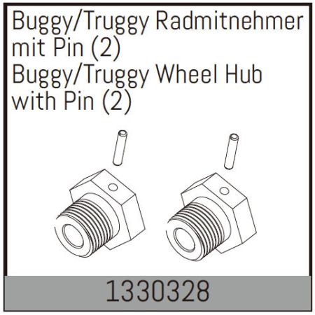 Absima Buggy/Truggy Wheel Hub with Pin (2)