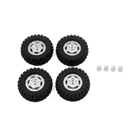 Absima CR-18P Truck Wheel/ Tire Set (Silver) Absima CR-18P Truck Wheel/ Tire Set (Silver)