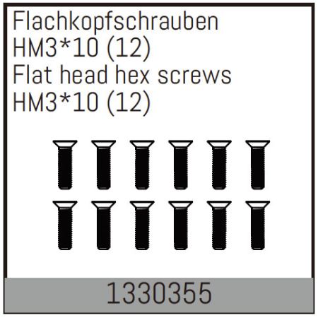 Absima HM3*10mm Flat Hex Screw   12PCS