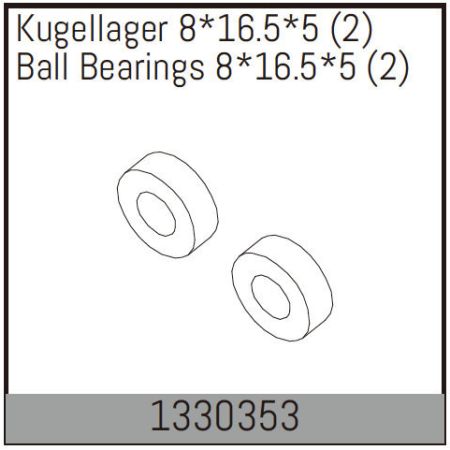 Absima Ball Bearings 8*16.5*5 (2) Absima Ball Bearings 8*16.5*5 (2)
