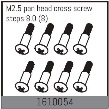 Absima M2.5 Pan Head Cross Screw Steps 8.0 (8) (AB1610054) Absima M2.5 Pan Head Cross Screw Steps 8.0 (8) (AB1610054)