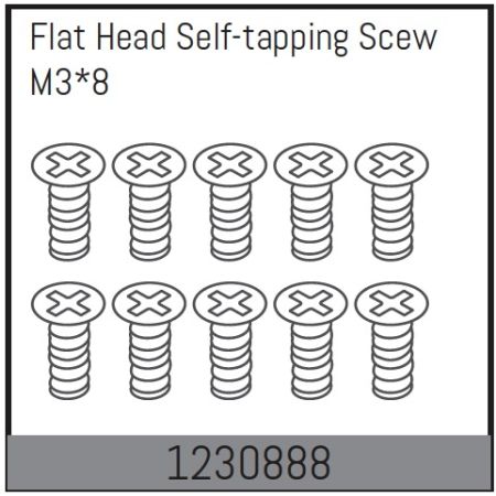 Absima M3*8 Flat Head Self-Tapping Screw Set (10) (AB1230888) Absima M3*8 Flat Head Self-Tapping Screw Set (10) (AB1230888)