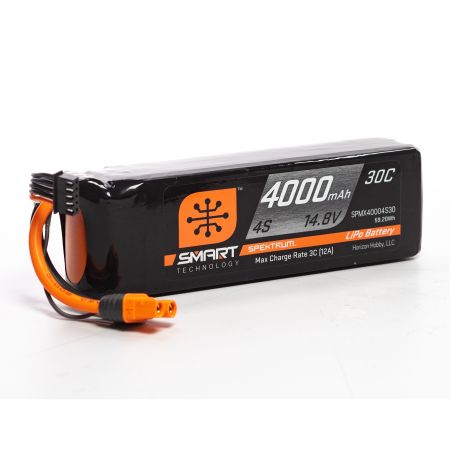 Spektrum 4000mAh 4S 14.8V Smart LiPo Battery 30C; IC3 (O-SPMX40004S30) Spektrum 4000mAh 4S 14.8V Smart LiPo Battery 30C; IC3 (O-SPMX40004S30)