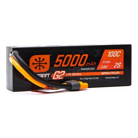 Spektrum 7.4V 5000mAh 2S 100C Smart G2 Hardcase LiPo Battery: IC3 (O-SPMX52S100H3) Spektrum 7.4V 5000mAh 2S 100C Smart G2 Hardcase LiPo Battery: IC3 (O-SPMX52S100H3)
