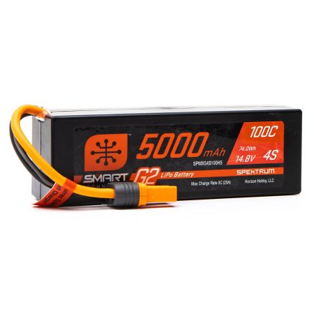 Spektrum 14.8V 5000mAh 4S 100C Smart G2 Hardcase LiPo Battery: IC5 (O-SPMX54S100H5) Spektrum 14.8V 5000mAh 4S 100C Smart G2 Hardcase LiPo Battery: IC5 (O-SPMX54S100H5)