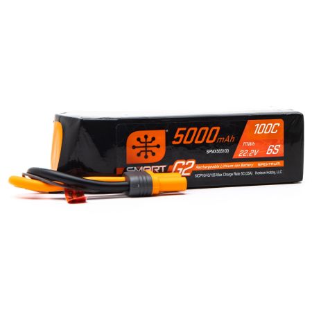 Spektrum 22.2V 5000mAh 6S 100C Smart G2 LiPo Battery: IC5 (O-SPMX56S100) Spektrum 22.2V 5000mAh 6S 100C Smart G2 LiPo Battery: IC5 (O-SPMX56S100)