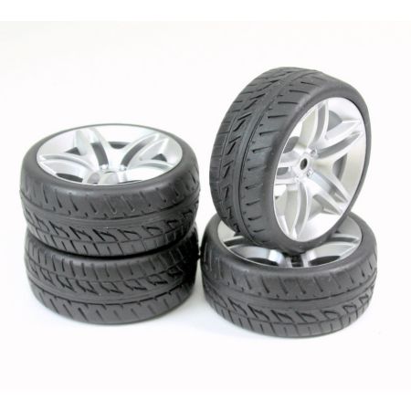 Absima Wheel Set Onroad "10 Spoke / Profile" silver 1:10 (4) Absima Wheel Set Onroad "10 Spoke / Profile" silver 1:10 (4)