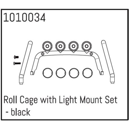 Absima Roll Cage with Light Mount Set - black Absima Roll Cage with Light Mount Set - black