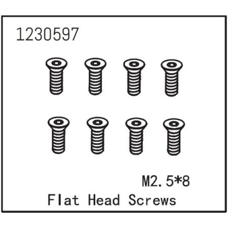 Absima Flat Head Screw M2.5*8 (8) Absima Flat Head Screw M2.5*8 (8)