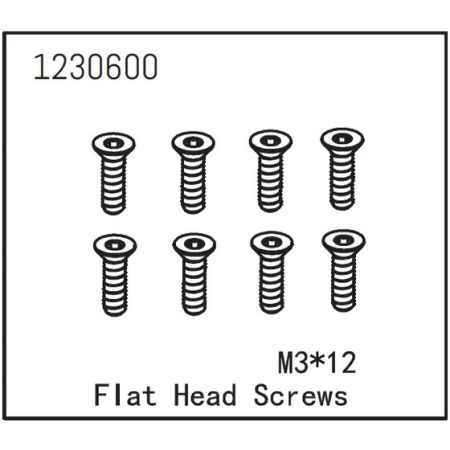 Absima Flat Head Screw M3*12 (8) Absima Flat Head Screw M3*12 (8)