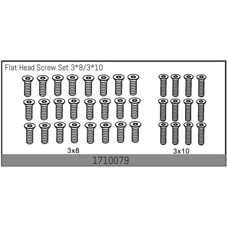 Absima Flat Head Screw Set 3*8/3*10 (AB1710079) Absima Flat Head Screw Set 3*8/3*10 (AB1710079)