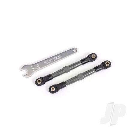 Traxxas Toe Links, Front (Tubes Charcoal Gray-Anodised, 7075-T6 Aluminium, Stronger Than Titanium) (2) (Assembled With Rod Ends And Hollow Balls)/ Aluminium Wrench (1) (Fits Drag Slash) (TRX2445A) Traxxas Toe Links, Front (Tubes Charcoal Gray-Anodised, 7075-T6 Aluminium, Stronger Than Titanium) (2) (Assembled With Rod Ends And Hollow Balls)/ Aluminium Wrench (1) (Fits Drag Slash) (TRX2445A)