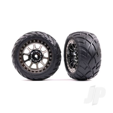 Traxxas Tyres & Wheels, Assembled (2.2' Black Chrome Wheels, Anaconda 2.2' Tyres With Foam Inserts) (2) (Bandit Rear)) (TRX2478T) Traxxas Tyres & Wheels, Assembled (2.2' Black Chrome Wheels, Anaconda 2.2' Tyres With Foam Inserts) (2) (Bandit Rear)) (TRX2478T)