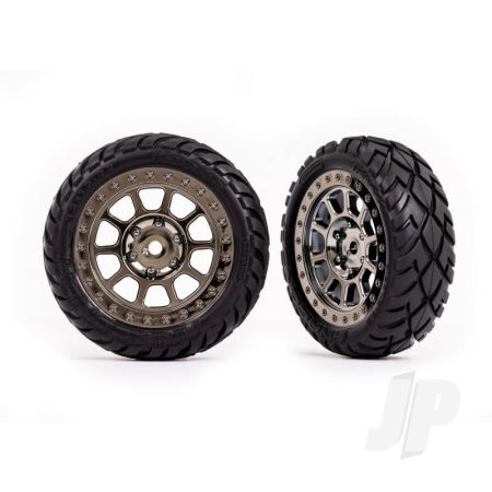 Traxxas Tyres & Wheels, Assembled (2.2' Black Chrome Wheels, Anaconda 2.2' Tyres With Foam Inserts) (2) (Bandit Front) (TRX2479T)