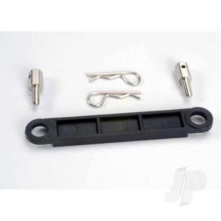 Traxxas Battery Hold-Down Plate (Black) / Metal Posts (2 Pcs) / Body Clips (2 Pcs) (TRX3727) Traxxas Battery Hold-Down Plate (Black) / Metal Posts (2 Pcs) / Body Clips (2 Pcs) (TRX3727)