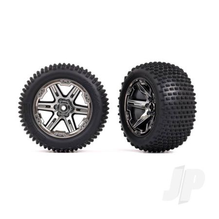 Traxxas Tyres & Wheels, Assembled, Glued (2.8') (Rxt Black Chrome Wheels, Alias Tyres, Foam Inserts) (2Wd Electric Rear) (2) (Tsm Rated) (TRX3772R) Traxxas Tyres & Wheels, Assembled, Glued (2.8') (Rxt Black Chrome Wheels, Alias Tyres, Foam Inserts) (2Wd Electric Rear) (2) (Tsm Rated) (TRX3772R)