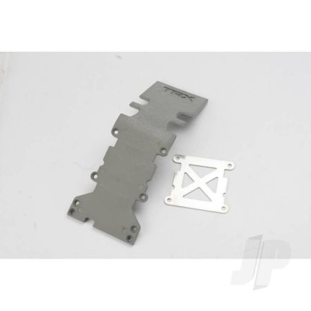 Traxxas Skidplate, Rear Plastic (Grey) / Stainless Steel Plate (TRX4938A) Traxxas Skidplate, Rear Plastic (Grey) / Stainless Steel Plate (TRX4938A)