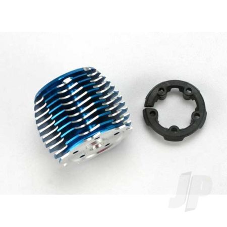 Traxxas Cooling Head, Powertune (Machined Aluminium, Blue-Anodised) (Trx 2.5 And 2.5R) / Head Protector (Plastic) (TRX5237) Traxxas Cooling Head, Powertune (Machined Aluminium, Blue-Anodised) (Trx 2.5 And 2.5R) / Head Protector (Plastic) (TRX5237)