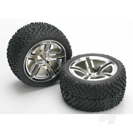 Traxxas Twin-Spoke Tyres And Wheels (Pair) (TRX5573) Traxxas Twin-Spoke Tyres And Wheels (Pair) (TRX5573)