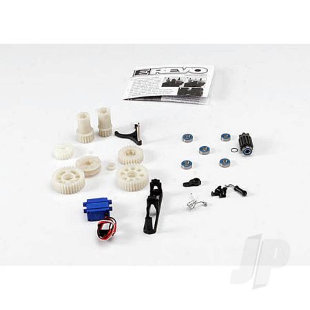 Traxxas Two Speed Conversion Kit (E-Revo) (Includes Wide And Close Ratio First Gear Sets, Sub-Micro Servo, And Linkage) (Requires 3 Channel Transmitter) (TRX5692) Traxxas Two Speed Conversion Kit (E-Revo) (Includes Wide And Close Ratio First Gear Sets, Sub-Micro Servo, And Linkage) (Requires 3 Channel Transmitter) (TRX5692)