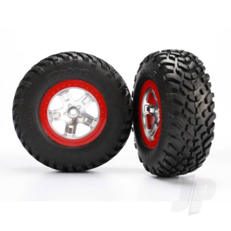 Traxxas Sct Satin Chrome, Red Bead. Tyres And Wheels (Pair) (TRX5873R) Traxxas Sct Satin Chrome, Red Bead. Tyres And Wheels (Pair) (TRX5873R)