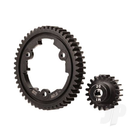 Traxxas Spur Gear, 50-Tooth, Steel (Wide-Face)/ Gear, 20-T Pinion (1.0 Metric Pitch) (Fits 5Mm Shaft)/ Set Screw (TRX6450) Traxxas Spur Gear, 50-Tooth, Steel (Wide-Face)/ Gear, 20-T Pinion (1.0 Metric Pitch) (Fits 5Mm Shaft)/ Set Screw (TRX6450)