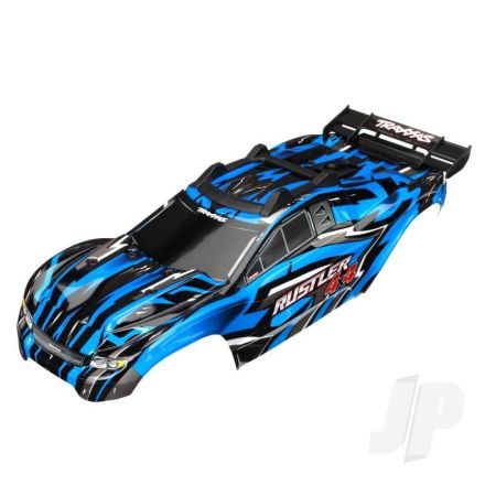 Traxxas Body, Rustler 4X4, Blue / Window, Grille, Lights Decal Sheet (Assembled With Front & Rear Body Mounts And Rear Body Support For Clipless Mounting) (TRX6718X) Traxxas Body, Rustler 4X4, Blue / Window, Grille, Lights Decal Sheet (Assembled With Front & Rear Body Mounts And Rear Body Support For Clipless Mounting) (TRX6718X)