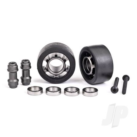 Traxxas Wheels, Wheelie Bar, 6061-T6 Aluminium (Dark Titanium-Anodised) (2)/ Axle, Wheelie Bar, 6061-T6 Aluminium (2)/ 10X15X4 Ball Bearings (4) (TRX7775A) Traxxas Wheels, Wheelie Bar, 6061-T6 Aluminium (Dark Titanium-Anodised) (2)/ Axle, Wheelie Bar, 6061-T6 Aluminium (2)/ 10X15X4 Ball Bearings (4) (TRX7775A)