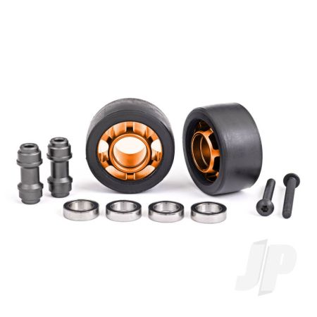 Traxxas Wheels, Wheelie Bar, 6061-T6 Aluminium (Orange-Anodised) (2)/ Axle, Wheelie Bar, 6061-T6 Aluminium (2)/ 10X15X4 Ball Bearings (4) (TRX7775T) Traxxas Wheels, Wheelie Bar, 6061-T6 Aluminium (Orange-Anodised) (2)/ Axle, Wheelie Bar, 6061-T6 Aluminium (2)/ 10X15X4 Ball Bearings (4) (TRX7775T)