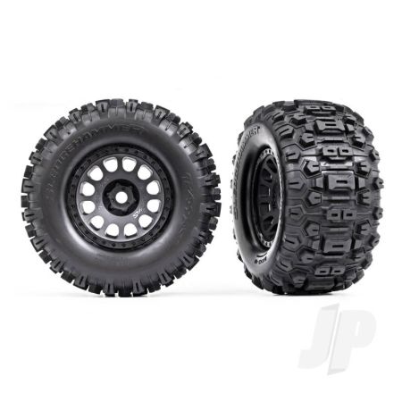 Traxxas Tyres & Wheels, Assembled, Glued (Xrt Race Black Wheels, Sledgehammer Tyres, Foam Inserts) (Left & Right) (TRX7876) Traxxas Tyres & Wheels, Assembled, Glued (Xrt Race Black Wheels, Sledgehammer Tyres, Foam Inserts) (Left & Right) (TRX7876)