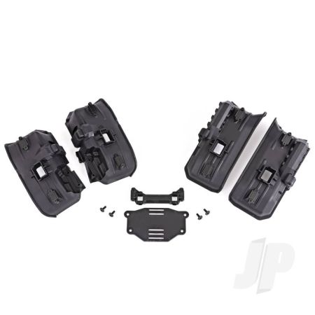 Traxxas Fenders, Inner (Wide), Front & Rear (2 Each)/ Rock Light Covers (8)/ Battery Plate/ 3X8 Flat-Head Screws (4) (For Clipless Body Mounting) (TRX8072X) Traxxas Fenders, Inner (Wide), Front & Rear (2 Each)/ Rock Light Covers (8)/ Battery Plate/ 3X8 Flat-Head Screws (4) (For Clipless Body Mounting) (TRX8072X)