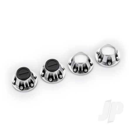 Traxxas Center Caps, Wheel (Satin Chrome) (4) (Requires #8255A Extended Thread Stub Axle) (TRX8152) Traxxas Center Caps, Wheel (Satin Chrome) (4) (Requires #8255A Extended Thread Stub Axle) (TRX8152)