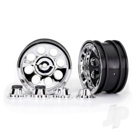 Traxxas Wheels, 2.2", Classic Chrome (2)/ Center Caps (Front (2), Rear (2)) (Requires #8255A Extended Thread Stub Axle) (TRX8163)