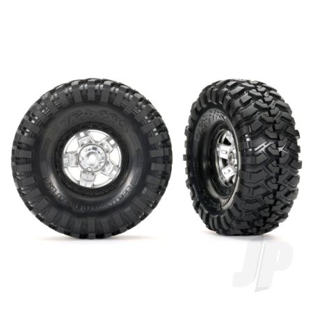 Traxxas Tyres And Wheels, Assembled, Glued (Trx-4 Sport, Satin Chrome, Black Beadlock 1.9" Wheels, Canyon Trail 4.6X1.9" Tyres) (2) (TRX8179X) Traxxas Tyres And Wheels, Assembled, Glued (Trx-4 Sport, Satin Chrome, Black Beadlock 1.9" Wheels, Canyon Trail 4.6X1.9" Tyres) (2) (TRX8179X)