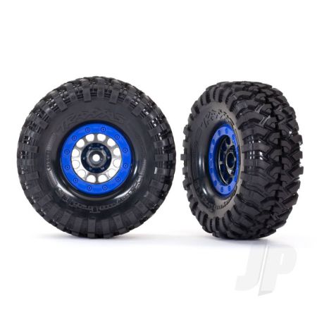 Traxxas Tyres And Wheels, Assembled, Glued (Method 105 1.9' Black Chrome, Blue Beadlock Style Wheels, Canyon Trail 4.6X1.9' Tyres, Foam Inserts) (1 Left, 1 Right) (TRX8182) Traxxas Tyres And Wheels, Assembled, Glued (Method 105 1.9' Black Chrome, Blue Beadlock Style Wheels, Canyon Trail 4.6X1.9' Tyres, Foam Inserts) (1 Left, 1 Right) (TRX8182)