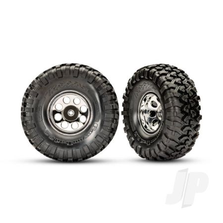 Traxxas Tires And Wheels, Assembled, Glued (2.2" Classic Chrome Wheels, Canyon Trail 5.3X2.2" Tires, Foam Inserts) (2) (Requires #8255A Extended Thread Stub Axle) (TRX8184) Traxxas Tires And Wheels, Assembled, Glued (2.2" Classic Chrome Wheels, Canyon Trail 5.3X2.2" Tires, Foam Inserts) (2) (Requires #8255A Extended Thread Stub Axle) (TRX8184)
