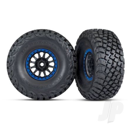 Traxxas Tyres And Wheels, Assembled, Glued (Method Racing Wheels, Black With Blue Beadlock, Bfgoodrich Baja Kr3 Tyres) (2) (TRX8474X) Traxxas Tyres And Wheels, Assembled, Glued (Method Racing Wheels, Black With Blue Beadlock, Bfgoodrich Baja Kr3 Tyres) (2) (TRX8474X)